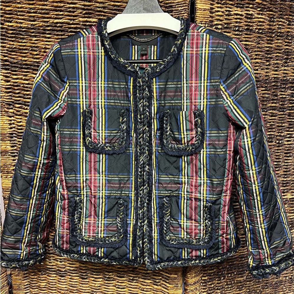 J. Crew- Plaid Womens Jacket with Trim, Size: 4,‎ Pre-Owned